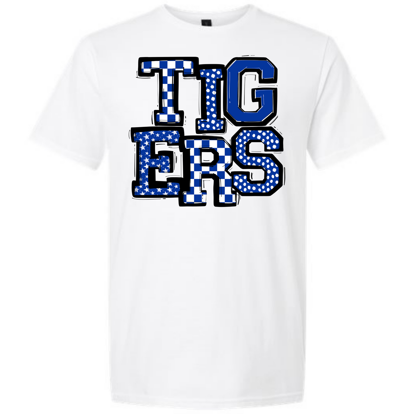 White TIGERS Cute Letters Tee