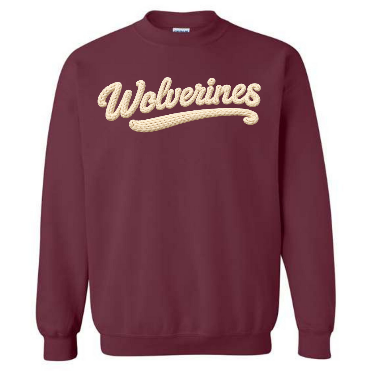 Maroon Faux Woven Wolverines Sweatshirt