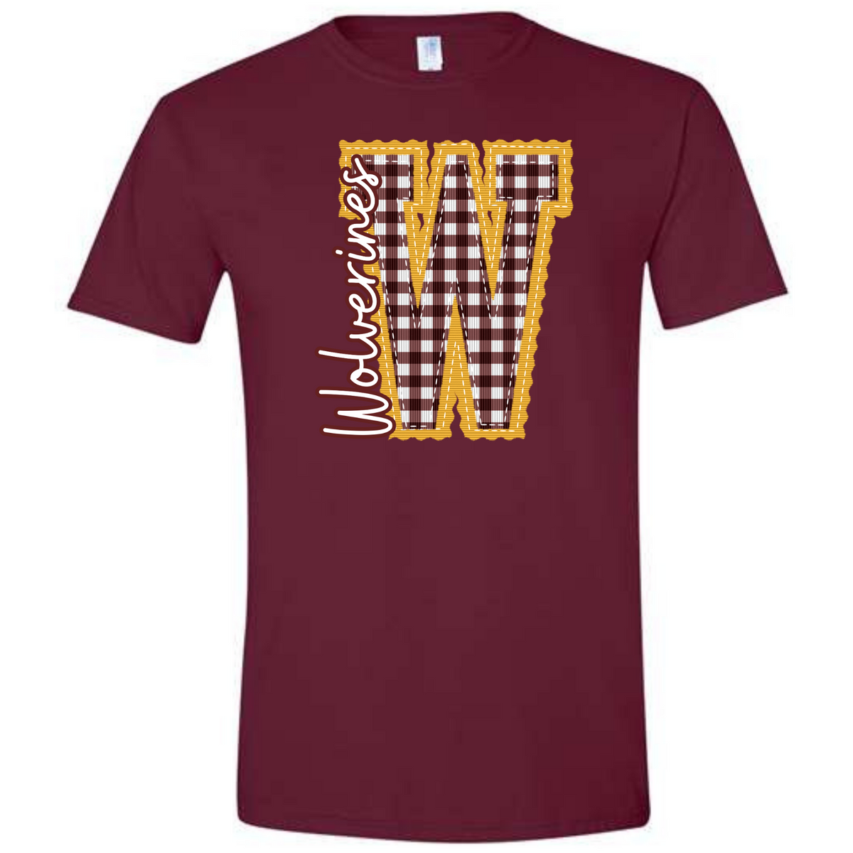 Wolverines Gingham Maroon Tee