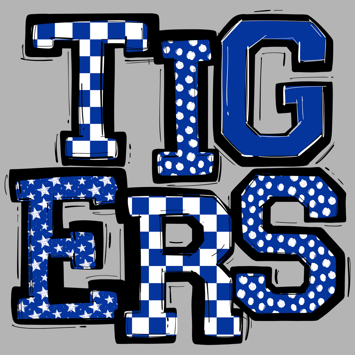 TIGERS Cute Letters Decal