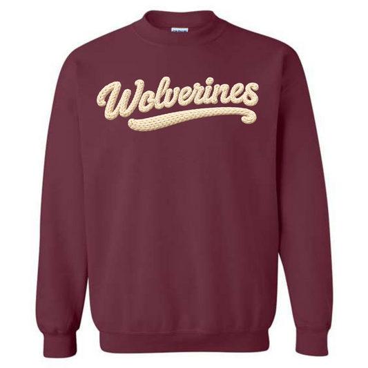 Maroon Faux Woven Wolverines Sweatshirt