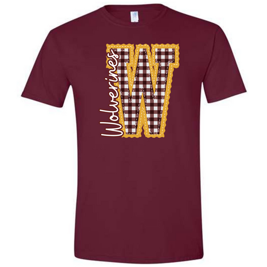 Wolverines Gingham Maroon Tee