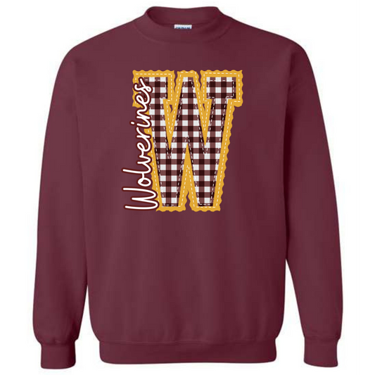 Wolverines Gingham Maroon Sweatshirt